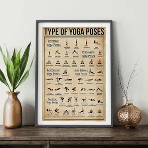 Yoga Poses Poster, Type of Yoga Poster, Yoga Poster, Vintage Poster, Wall Art