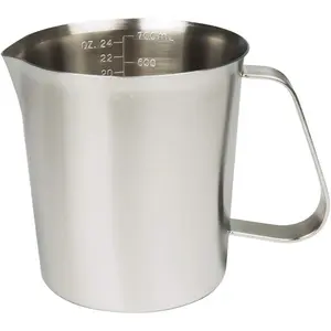 Measuring Cup, Stainless Steel Measuring Cup (24 Ounce/ 0.7 Liter), Milk Frothing Pitcher, Steaming Pitcher, Milk Frothing Cup with Marking with Handle for Espresso Machines, Latte Art
