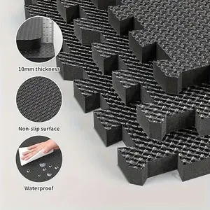 10pcs Heavy-Duty Interlocking EVA Foam Floor Mat System - Thick Cushioned Gym Suitable for Home Gym, Yoga, Weightlifting, Playroom - Assembly, Durable EVA