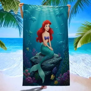 Ariel Fresh Beach Towel, Skin-Friendly Quick-Dry Absorbent Towel, Summer Vacation Swimming Essential, Digital Print Cartoon Design