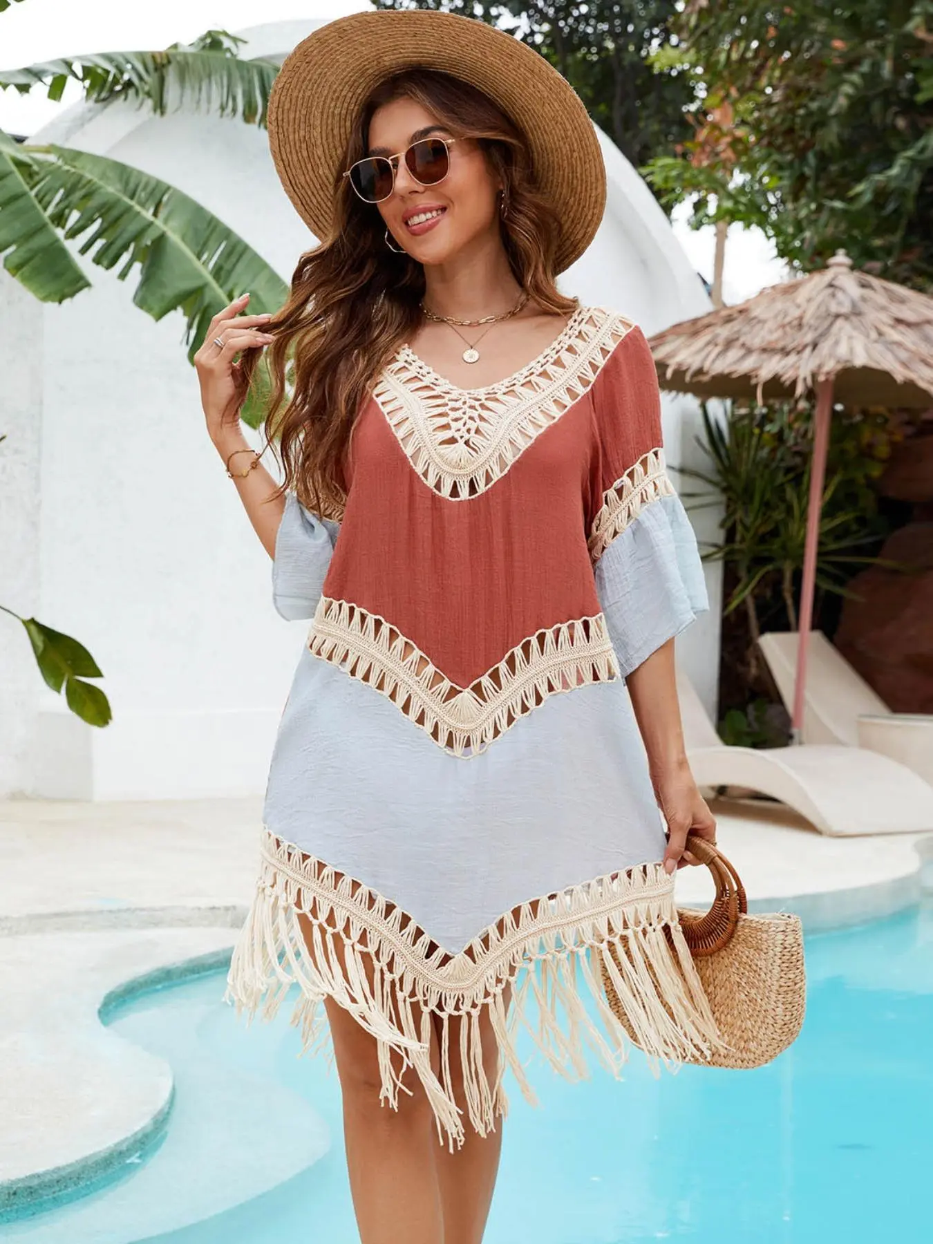 blue dress for baby girl Yocwear Bohemian Crocheted Cover Up Dress main image 0