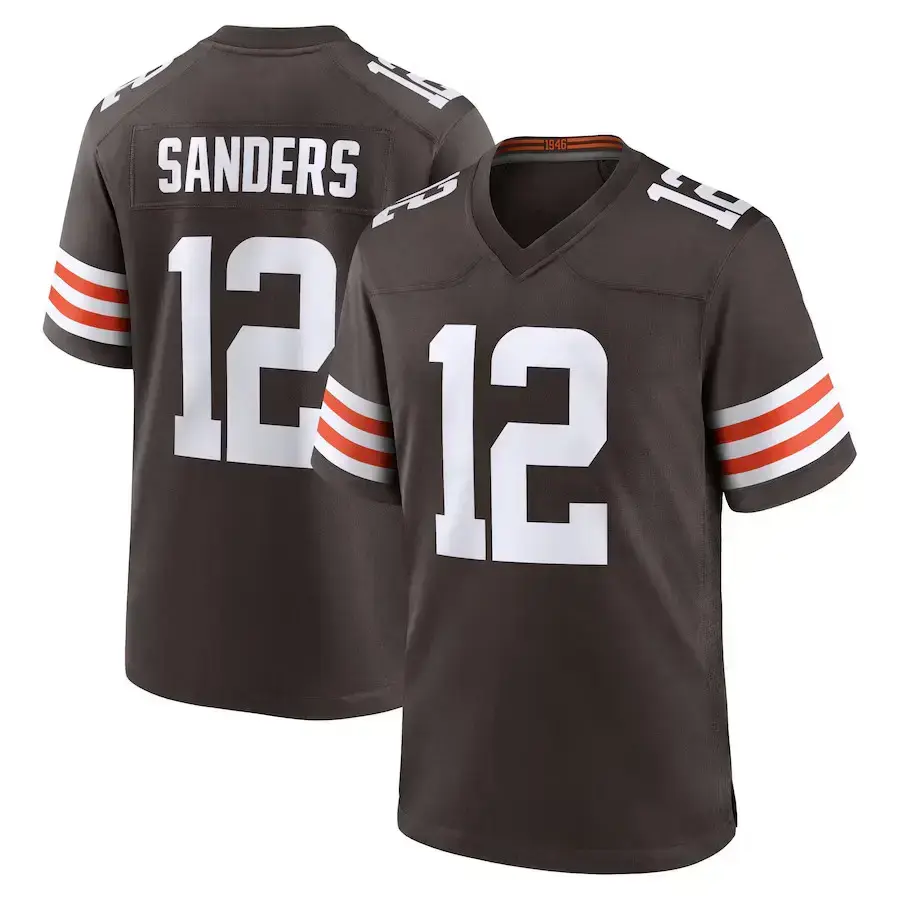 Sanders #12 Brown/White Football Game Jersey for Men & Women, Collectible Sports Apparel, Summer Game Day Outfit, Gift For Fans, Trending 2026