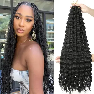 24 Inch Boho Braiding Hair Extensions, Deep Wave Goddess Braids Hair for Knotless Braids, Soft Curly Protective Hairstyle Hair