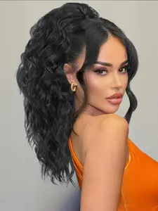 Belle Show 18 Inch Claw Clip on Ponytail Extension, Long Water Wave Curly Wavy Hair Extensions, Synthetic Clip in Ponytail Hairpiece for Women