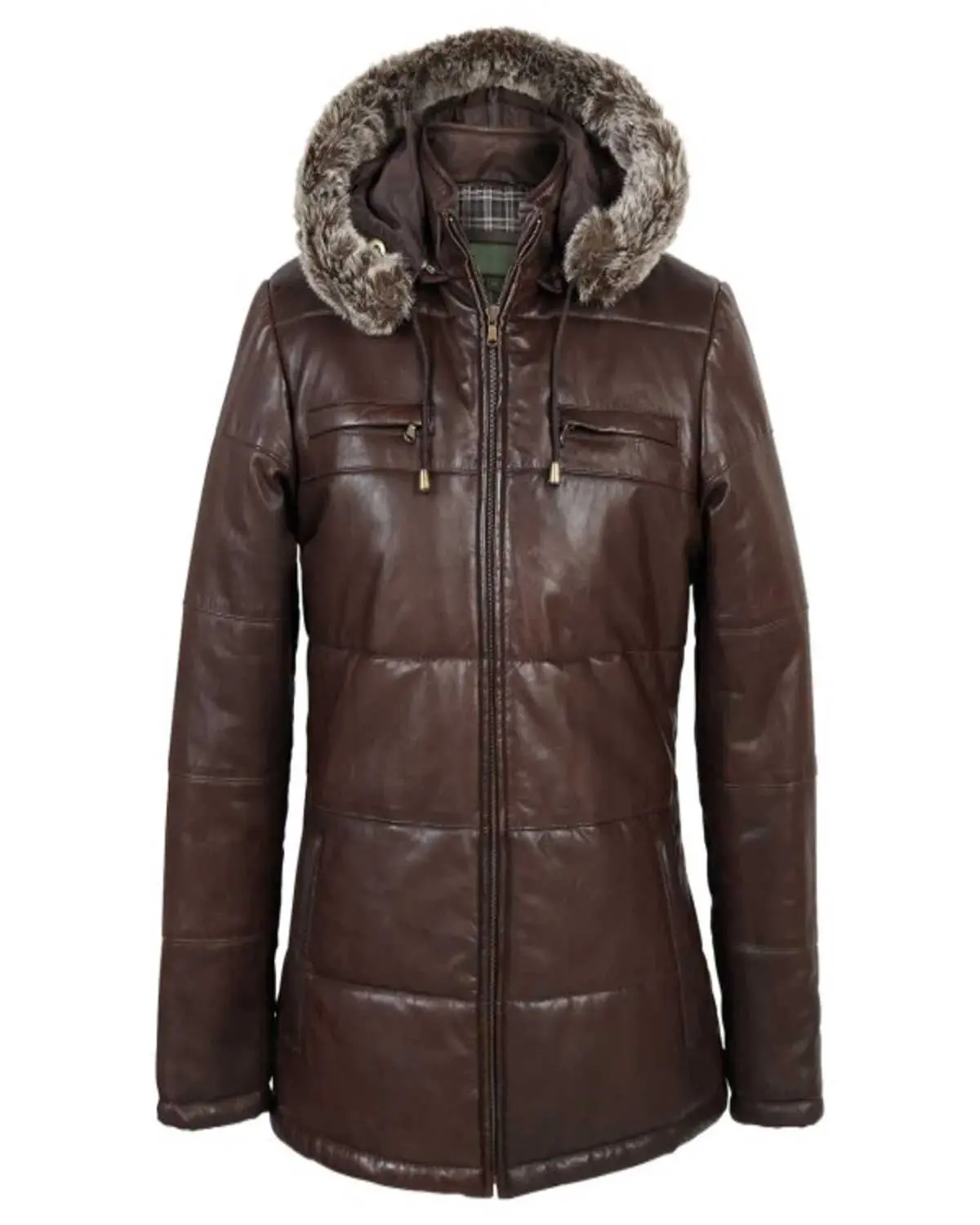 MotorCycleJackets Brown Hooded Women’s Leather Jacket