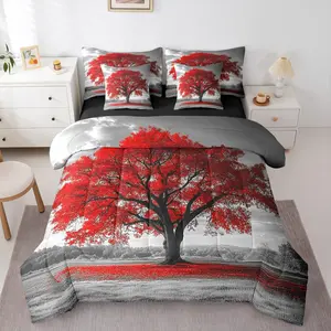 Tree of Life Comforter Set,Maple Tree 7-Piece Bed in A Bag,Gothic Nature Branch Sheets and Pillowcases,Adult Bed Sets