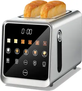 Toaster 2 Slice, Digital  Toaster with TouchScreen, Dual Control Panel, Single Slot Toasting, Timer, Reheat & Defrost for Bagels, Bread, Waffles, Stainless Steel Kitchen Essentials