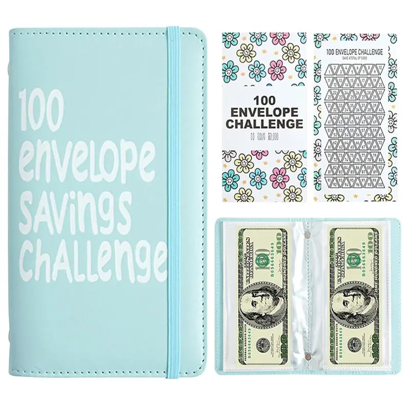 100 Envelope Money Saving Challenge, Money Saving Envelope Folder, Cash Organizer, Family Finance Savings Book, Used For Budget Tracking, Emergency Fund, Family Finance Management, Personal Savings System.