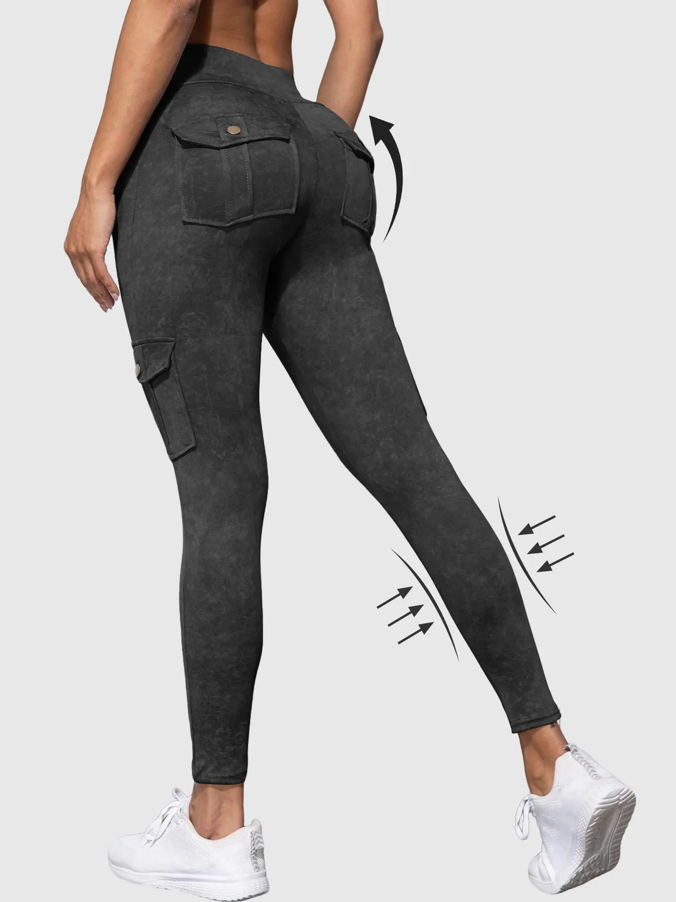 Women's Denim-effect Print Leggings Pockets, Casual Comfy Skinny Pants for Daily Wear, Ladies Bottoms for All Seasons
