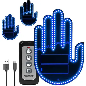 LED Gesture  Lights with Remote Control and Stereoscopic Appearance for , Rechargeable Finger Decorative  Lights (Blue)