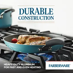 Faberware 12-Piece Easy Clean Nonstick Cookware Set – Durable Pots and Pans, Sleek Black Design