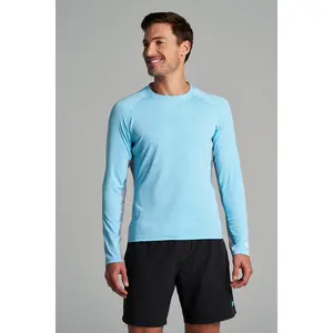 Men's Ultimate Long Sleeve Rash Guard | Arctic Blue Line Texture