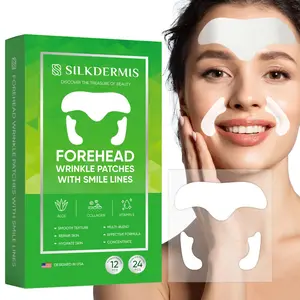 Forehead Wrinkle Patches 12Pcs with Smile Line Patches 24Pcs with Aloe, Collagen, Vitamin E, Forehead Wrinkles Treatment and Smile Lines Treatment