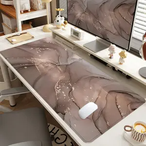 1pc Extra Large Light Brown Ink - Gold Mouse Pad Artistic Desk Pad,Computer Keyboard Mousepad with Non - Slip Rubber Base Durable Stitched Edge Perfect Gift for Home and Office, Desktop Accessory