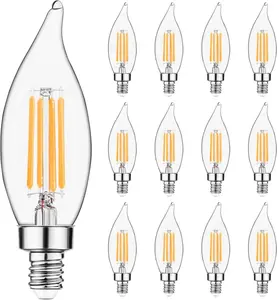 E12 Candelabra Bulb 60 watt Equivalent, Dimmable LED E12 Bulb 2700K Warm White, CA10 Candle Light Bulbs for Chandelier, 450LM, 5W, 12 Pack