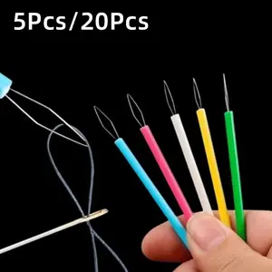 5/20 Piece Threading Tool Set, Simple Threader for Sewing, Beading, Handcrafts, Plastic Threading Tool, Suitable for Seniors and Craft Enthusiasts