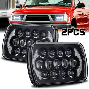 2PCS Black H6054 5x7 7x6 LED Headlights DRL Anti-glare Hi/Low Sealed Beam Fit For Jeep Wrangler YJ Cherokee XJ Trucks Ford Chevy