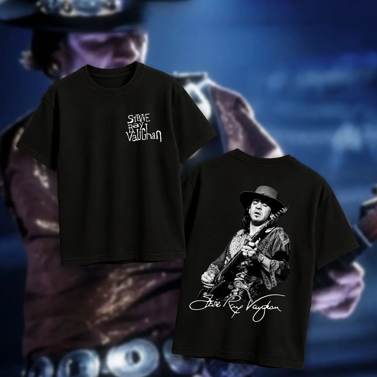 Stevie Ray Vaughan Signature Heavy Cotton Unisex Shirt, Fashion Cotton, Full Size, Full Color, Unisex Streetwear