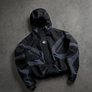 Men's zipper  jacket hooded, fashionable long-sleeved coat for spring and autumn, streetwear outfits , lightweight windproof outdoor jacket, preppy style menswear. Casual Stylish