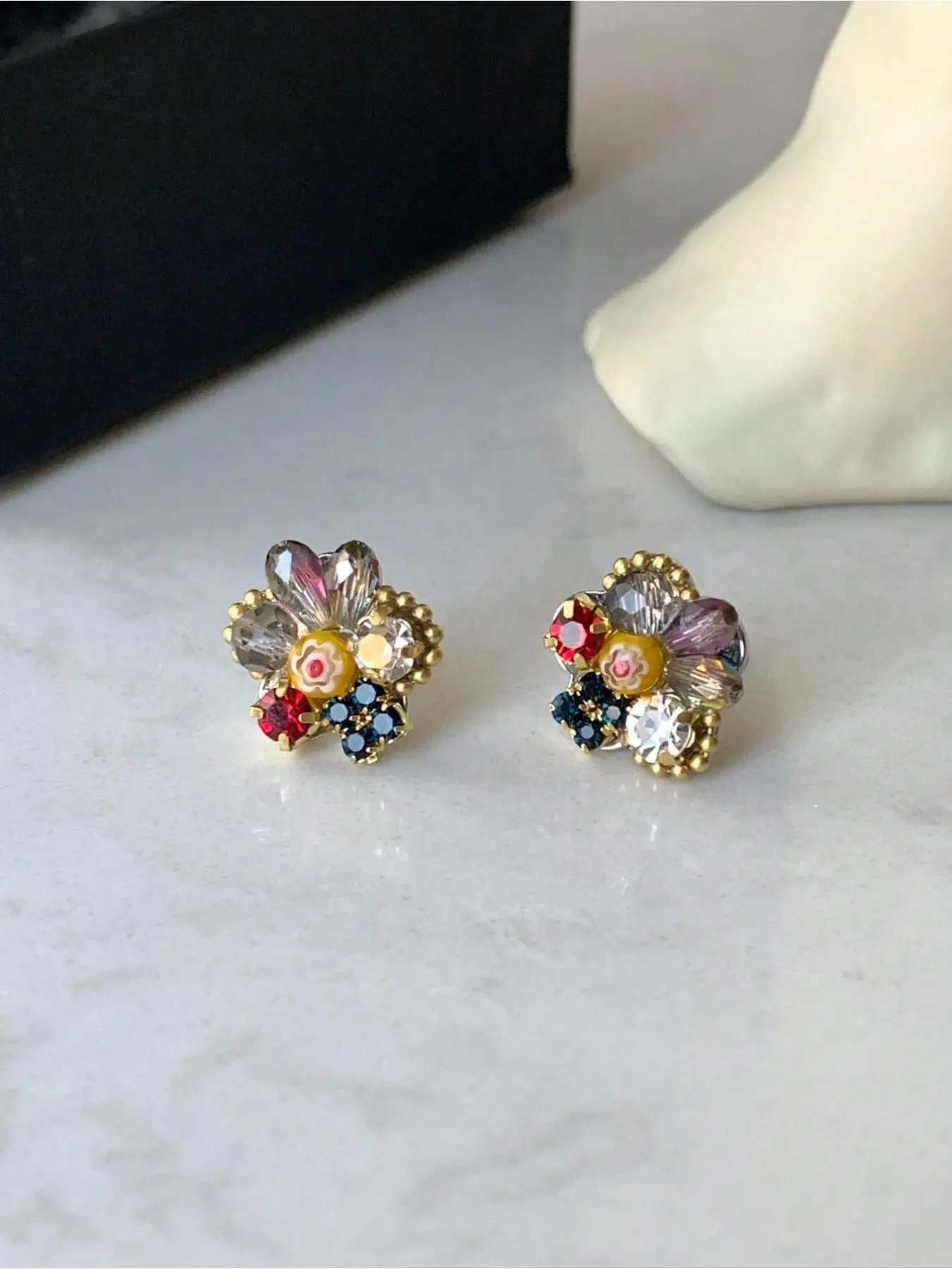Elegant Retro Colorful Zircon Crystal Flower Earrings for Women, Stylish Daily Party Jewelry, Unique Design Gift Idea, Zircon Stud Earrings, Vintage Earrings, Fashion Earring, Earrings Studs, Fashionable Earrings