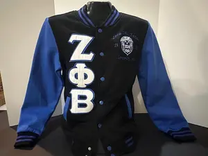 Zeta Phi Beta Soft Cotton Varsity Jacket with Embroidered Lettering. Sale Price ends Sunday
