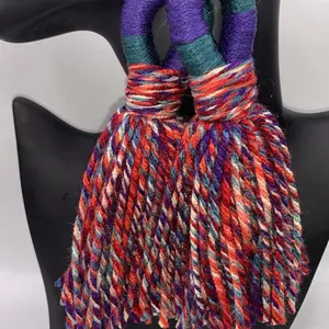 Purple Rain Tassel Earrings with Vibrant Multicolor Stripes and Durable Design for Everyday Wear