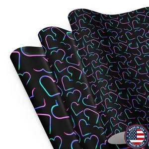 Neon Heart Wrapping Paper - Modern Black Background with Vibrant Glowing Hearts - Gift Wrap for All Occasions