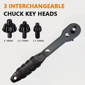 Three-In-One Ratchet Drill Bit Holder Set, Quick Release Wrench, Dual Use, Replaceable Heads, Reversible Function, Interchangeable Heads, Tool