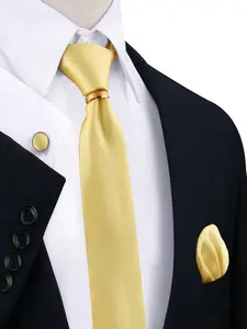 Men's High-End Business Formal Solid Color Polyester Tie Set, Party Banquet Accessories, Elegant Neckwear for Men, Plain Ties