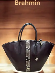 Pre-owned Brahmin Leather Shoulder Bags Genuine Tote/Handbag in the Mira Layton Espresso