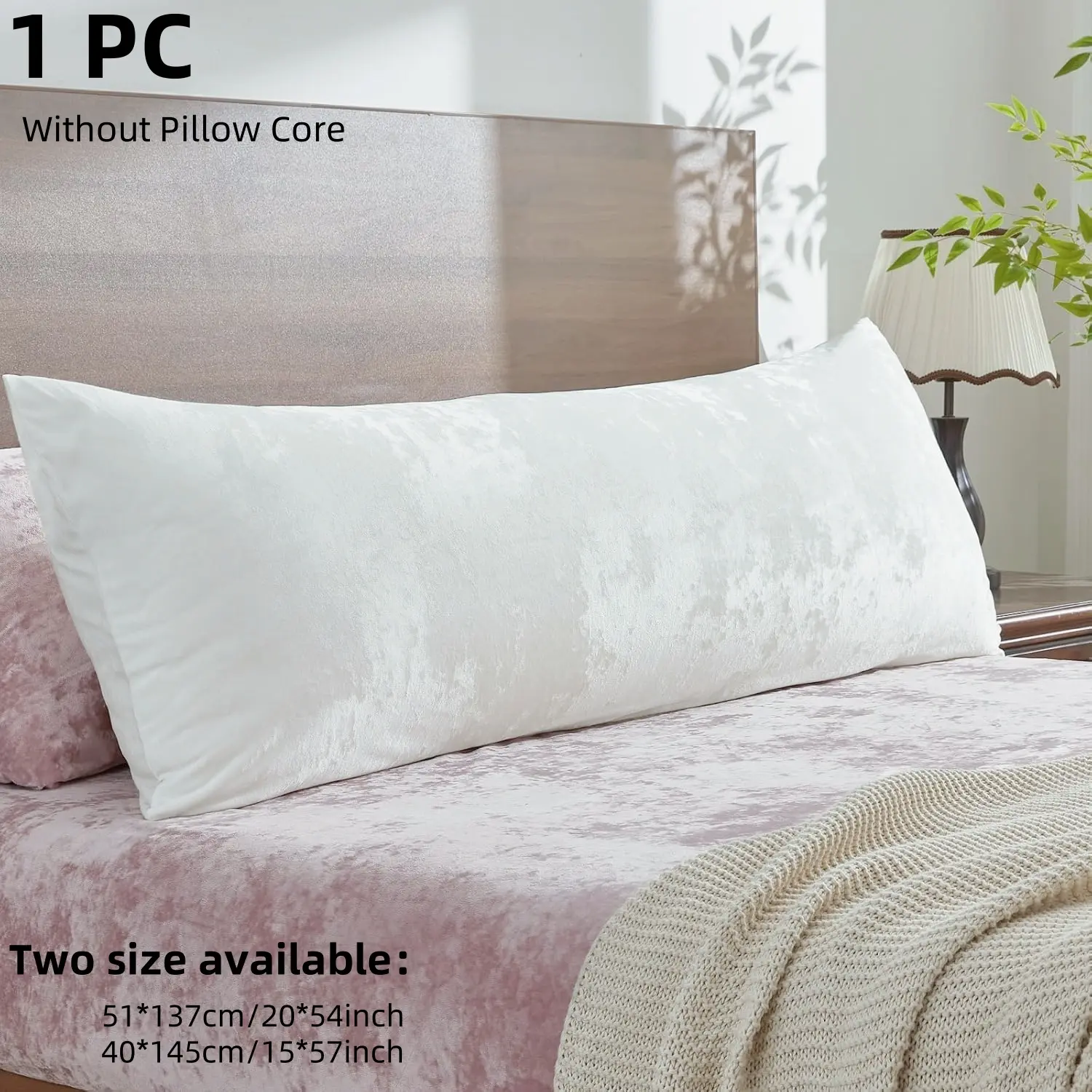 Soft Velvet Side Sleeper Pillowcase, Two Sizes Available (40x145cm & 51x137cm), Zippered Crystal Fleece Material, No Insert Included, Durable Decorative Bedding Accessories, Polyester Bedding, Bedding Essentials