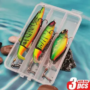 Artificial Fishing Lure, Floating Fishing Lures, 3 Counts/box Bionic Popper Floating Hard Bait with Rotating Tail, Fishing Accessories for Outdoor Fishing, Fishing Tackle
