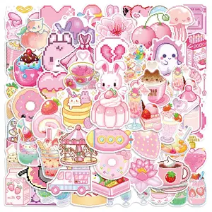Cute Pink Pixel Style Series Sticker, Self Adhesive Decorative Stickers, DIY Decals for Water Bottle, Laptop, Phone Case, Scrapbooking, Journal Making, Screen Protector, Phone Accessory Compatible