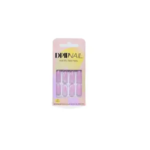 Bella | Almond Ombre Pink/ Soft White Design | Press On Nails