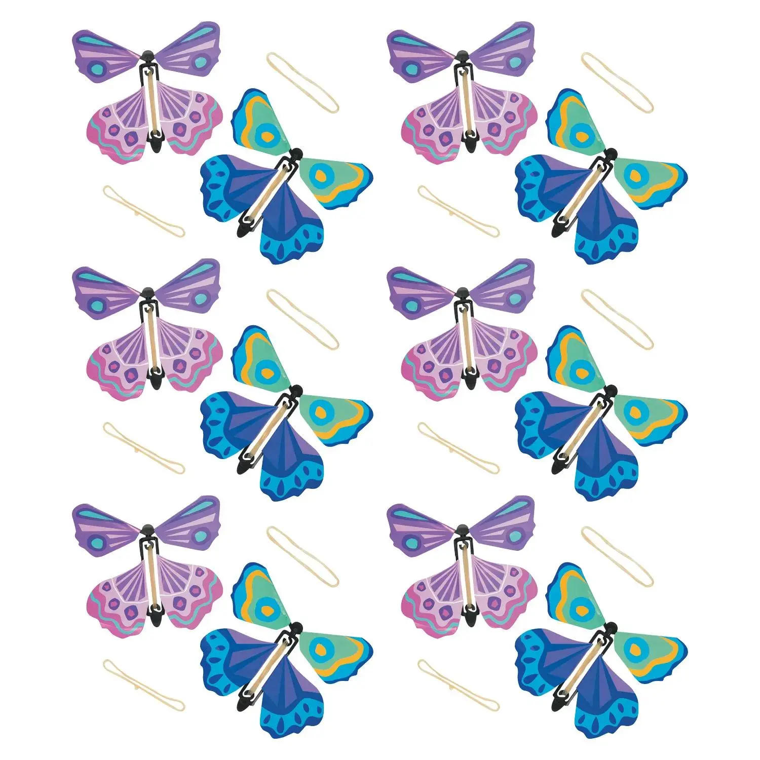 4 1/4" Mini Multicolored Paper Flying Butterfly Toys - 12 Pc.