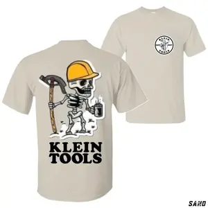 Klein Tools Skeleton Worker Graphic Tee, Fun Electrician Lifestyle Shirt, Patriotic Lineman T-shirt, Unisex Comfort Fit for Men, Streetwear Top	