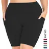 【Plus Size】 Pocket High Waist Short Leggings, Casual High Stretch Seamless Skinny Shorts, Shorts with Pockets, Summer Clothes Women
