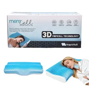 Nap&Roll MemCell Memory Foam Pillow Contour with 3D MemCell Technology 500+ ventilation holes  airflow pillow Anti-Bacterial for Comfort and Pain Relief