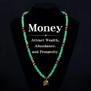 ARPURRAINA Money Attraction Necklace With GreenAventurine & Tiger Eye  Pendant Healing Crystal Stone ,Anniversary, Vacation &Theme Parties Jewelry Charms Abundance Crystal bracelet,Long Chain,Sweater chain,Ideal Gift Jewelry for Men and Women tiktokshopsp