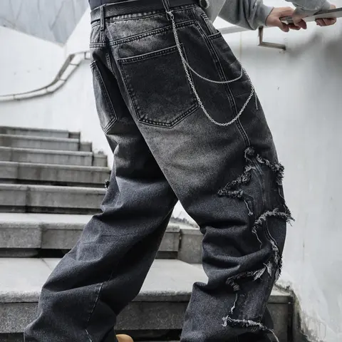 Four-Season Washed Vintage Loose Straight Leg Pants Jeans Y2K Street Style Denim Streetwear Jeans, Perfect Gift for Husband and Boyfriend Baggy Jeans Streetwear