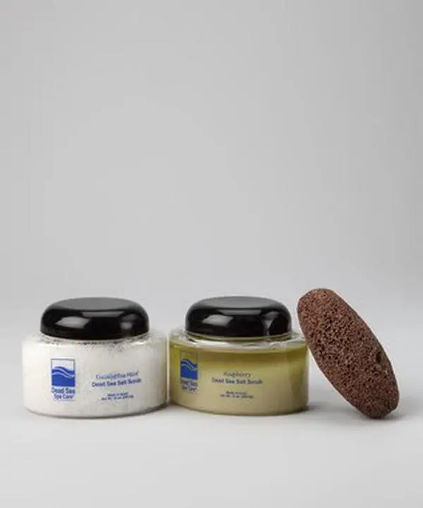 Dead Sea Spa Care DEADSEA-1 10 oz Almond Salt- 10 oz Eucalyptus-Mint Salt Scrub and Pumice Stone