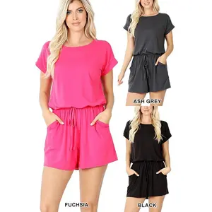 ZENANA Brushed DTY Romper with Pockets