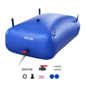 VEVOR Water Storage Bladder, 87.2 Gal Collapsible Water Storage Bag, Wear-Resistant 1000D PVC Soft Waters Bag, Leakproof Camping Tank Containers for Garden Irrigation RV Emergency Use, Blue