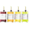 summerwins Aesthetic Gold 4-Pack Reusable Glass Oil Dispenser Set - Cooking Oil Container with Book-Design Utensils, Leak-Proof Easy-Pour Drip-Free Spouts, 4-Pack Convenience, Dishwasher Safe Household Items Home Goods Decor Kitchen Accessories