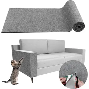 Trimmable Self Adhesive Cat Scratcher Mat 78.7''x15.8'' Light Gray Carpet Replacement Pad for Cat Tree Shelves Couch Wall Furniture DIY Cat Scratching Protector