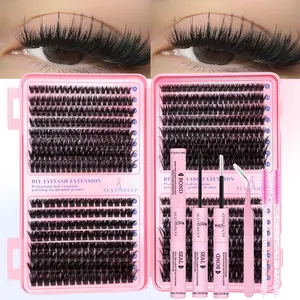 Sexysheep Eyelash Cluster Set, Dense Long Curly Lashes, DIY Eyelash Extension Kit, Beginner Friendly, Multiple Lengths, Soft Lightweight Curled Eyelashes, Waterproof Long-Lasting, DIY False Eyelashes