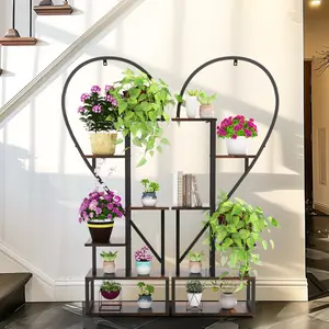 Metal Plant Stand: Tall Plant Holder Heart Shaped Ladder Garden Flower Rack Display Shelf Multilayer for Home Patio Lawn (2 Pack), Small
