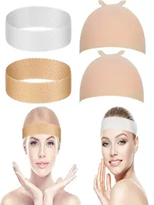 2 Silicone Hair Bands in Skin Tone and, 1+1 Pack, Mesh Cap, All Seasons, No Ca Prop 65, Base Unit Count 1, Product Type Mesh Cap