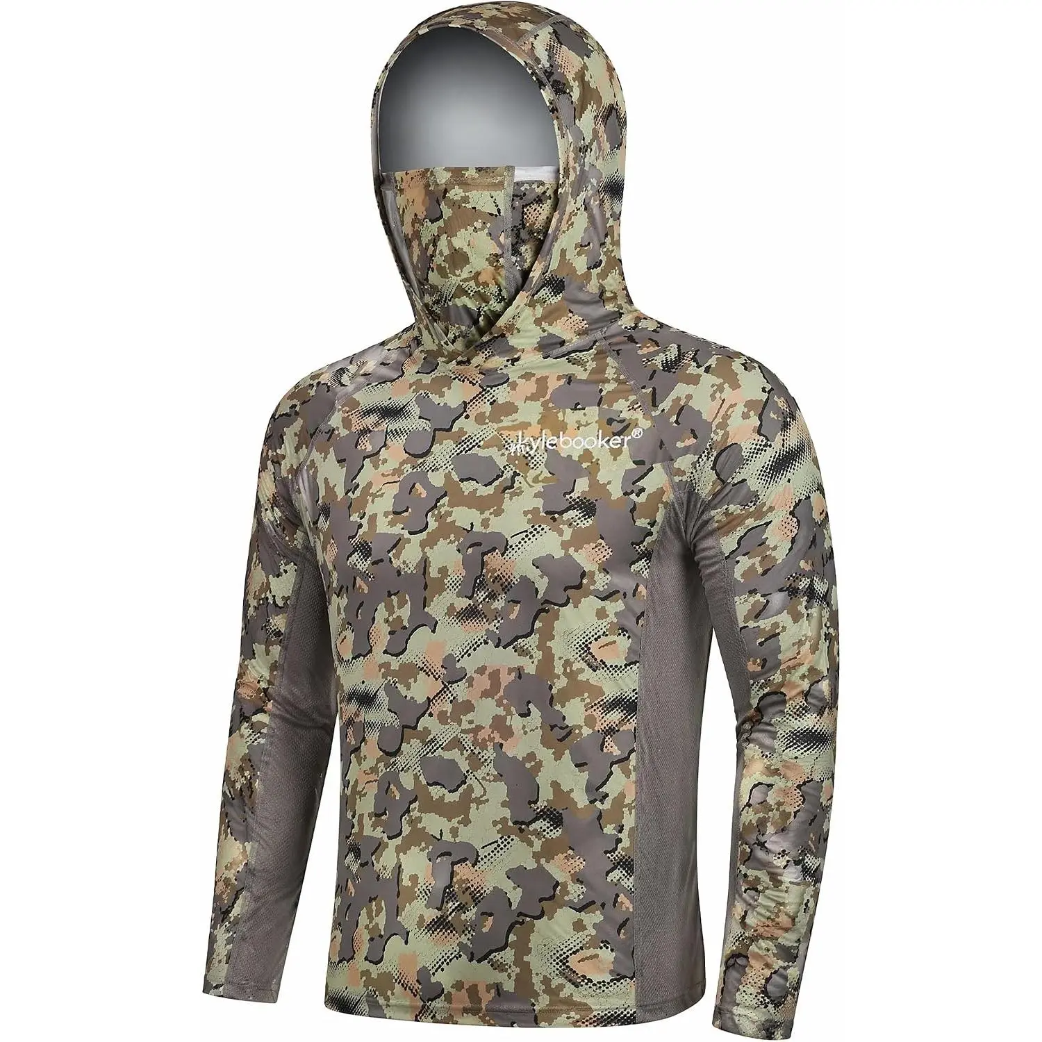 Kylebooker Men's UPF 50+ Long Sleeve Fishing Hoodie Shirts with Mask