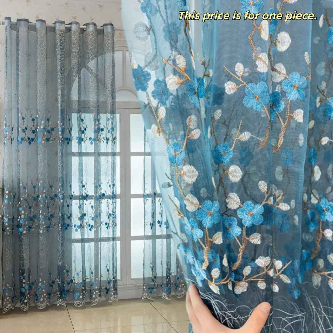 1PC Embroidered Elegant French Lace Curtain, Romantic Floral Design, Privacy Curtain for Living Room, Balcony, Bay Window, Curtain for Windows, Floral Sheer Curtains